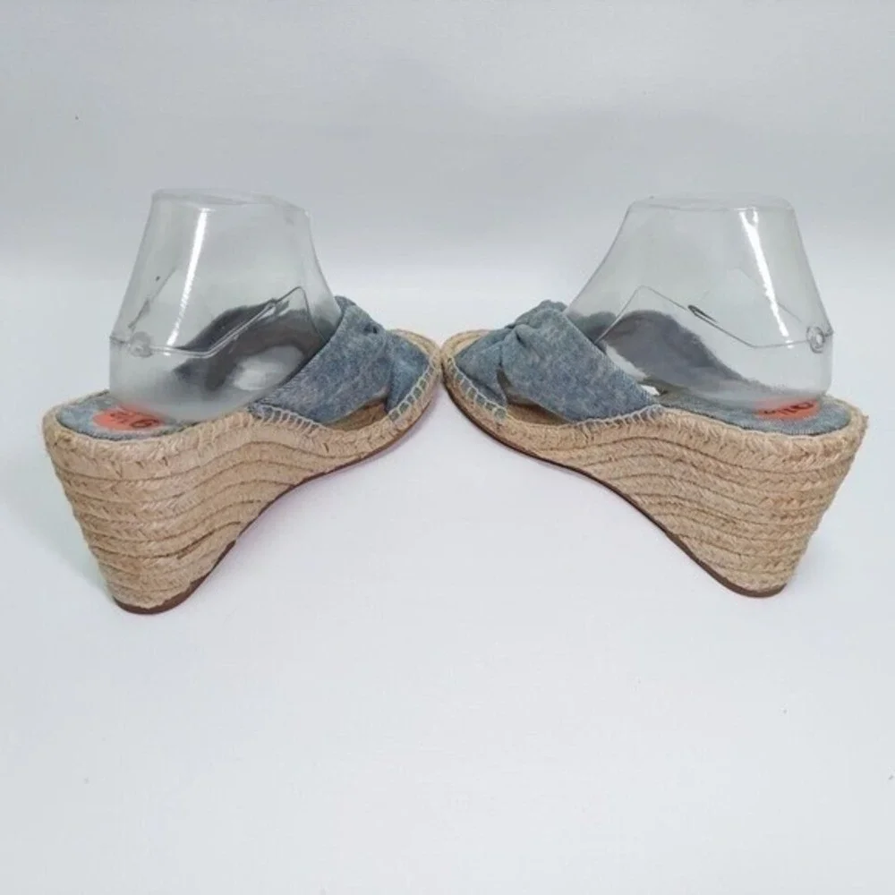 Splendid Sandals 9.5 Blue Coastal Platform Resort Vacation Slingback Espadrilles